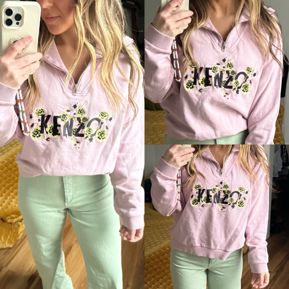 KENZO blooming logo half zip logo sweatshirt s floral